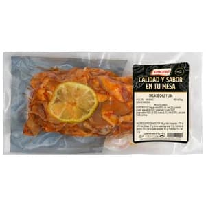 EMCESA Oreja de cerdo cocida y troceada con un toque de lima y chile 450 g.