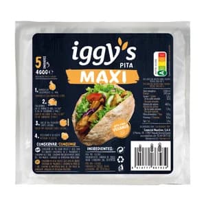 IGGY"S Pan pita de trigo tamaño maxi, apto para veganos 5 uds. 400 g.