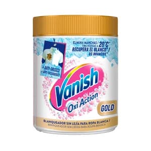 VANISH Potenciador del lavado multifunción con triple efecto: quitamanchas, blanqueante instantáneo y cuidado/brillo de los blancos 400 g.