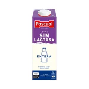 PASCUAL Leche de vaca entera y sin lactosa 1 l.