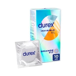DUREX Preservativos extra lubricados de silicona y grosor fino DUREX Invisible xl 10 uds.