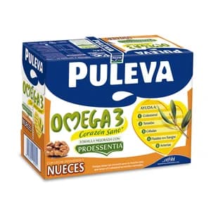 PULEVA Omega 3 Preparado lácteo desnatado, enriquecido con nueces, ácido oleico y Omega 3 6 x 1l.