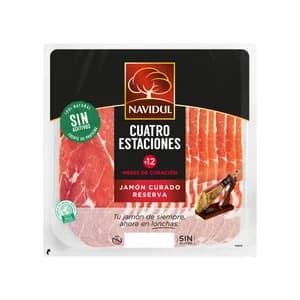 NAVIDUL Cuatro estaciones Jamón curado reserva (+12 meses curación) cortado en lonchas 138 g.