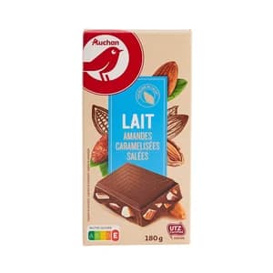 PRODUCTO ALCAMPO Chocolate con leche con almendras enteras tableta 180 g.