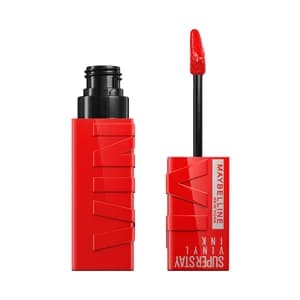 MAYBELLINE Superstay vinyl ink tono 025 Red-hot Lápiz de labios en tinta líquida con acabado efecto vinilo.