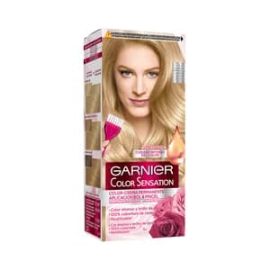 GARNIER Coloración permanente e intensa reutilizable para bol y pincel, tono 8.0 Rubio claro GARNIER Color sensation.