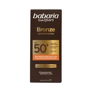 BABARIA Bronze Protector solar facial con color, FPS 50+ (muy alto) y efecto brillo 40 ml.
