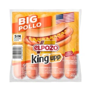 EL POZO Big pollo king upp Salchichas cocidas de pollo, sabor ahumado 200 g.