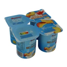AUCHAN Yogur desnatado sin azúcares añadidos con trozos de melocotón 4 x 125 g Producto Alcampo.
