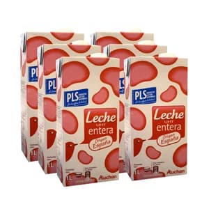 AUCHAN Leche entera de vaca 6 x 1l. Producto Alcampo