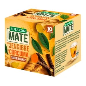 SUSARON Mate jengibre, cúrcuma con sabor a regaliz 10 uds. 15 g.