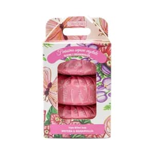 ITERITALIA Pastillas de jabón vegetal, triple molido, con glicina y bougainvilea 3 x 100 g.