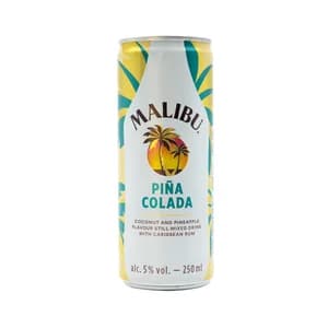 MALIBU Combinado de ron blanco caribeño con un toque de coco y piña (Piña colada) lata 25 cl.