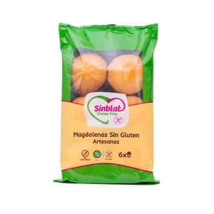 SINBLAT Magdalenas artesanas sin gluten SINBLAT, 6 uds 300 g.