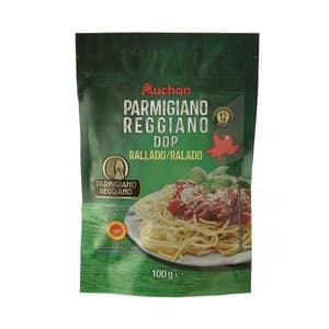 AUCHAN Queso rallado parmigiano con denominación de origen protegida (DOP) 100 g Producto Alcampo.