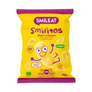 SMILEAT Smilitos Snack infantil de maiz ecológico, a partir de 8 meses 38 g.