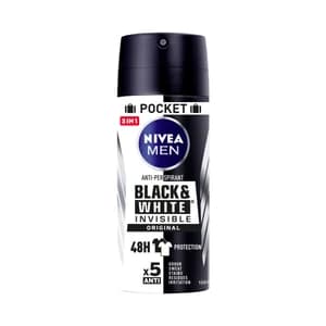 NIVEA Black & white invisible original Desodorante en spray para hombre con protección anti transpirante hasta 48 horas 100 ml.
