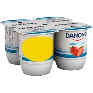 DANONE Yogur con sabor a fresa elaborado con leche fresca de vaca 4 x 120 g.