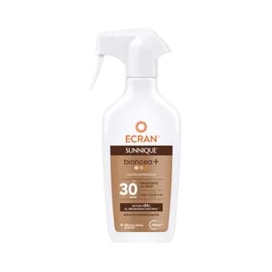 ECRAN Sunnique broncea + Leche solar protectora en spray, sin autobronceador y con FPS 30 (alto) 300 ml