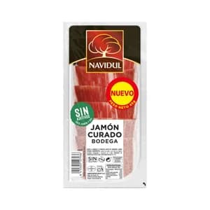 NAVIDUL Jamón curado bodega, elaborado sin gluten ni lactosa y cortado en lonchas 45 g.