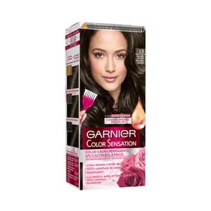 GARNIER Coloración permanente e intensa reutilizable para bol y pincel, tono 3.0 Castaño oscuro GARNIER Color sensation.