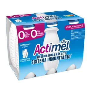 ACTIMEL Leche fermentada con Lcasei, 0% materia grasa y sabor natural de Danone 6 x 100 g.