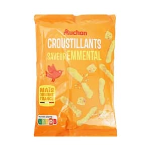 PRODUCTO ALCAMPO Snack de palitos de maíz con sabor a queso emmental bolsa de 90 g.