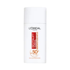 L"ORÉAL Revitalift clinical Fluido solar hidratante anti-UV con factor de protección +50 + Sérum con vitaminas C y E 50 ml.