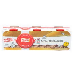 LOURIÑO Paté de hígado de cerdo pack de 3 latas de 234 gramos.