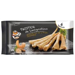 COCINARTE Langostinos pelados, marinados con ajo y perejil, envueltos en crujiente pasta filo en forma de cono Premium 6 uds.