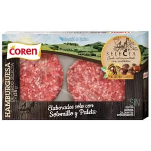 COREN Selecta Hamburguesas de cerdo alimentado con castañas 2 x 125 g.