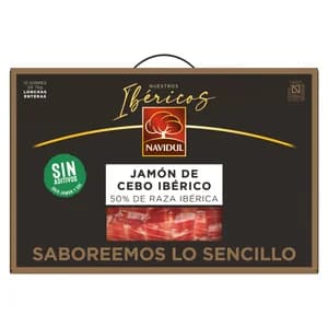 NAVIDUL Maletín con 10 sobres de 70 g. de jamón de cebo ibérico (50% raza ibérica), cortado en lonchas.