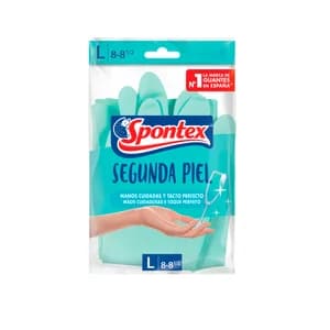 SPONTEX Guantes de algodón y sintético con extracto de té blanco talla L 8-8½ SPONTEX SEGUNDA PIEL 1 par