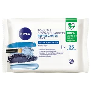 NIVEA Toallitas desmaquilladoras biodegradables, para piel normal a mixta NIVEA 25 uds