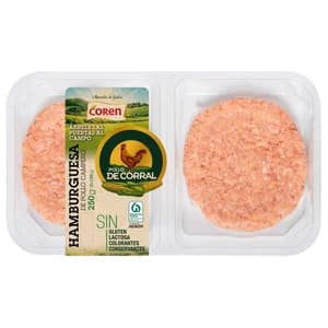 Bandeja de hamburguesas de pollo de corral COREN 2 x 125 g.