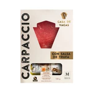 CASA DE VACAS Carpaccio de vacuno marinado con salsa de trufa 90 g.
