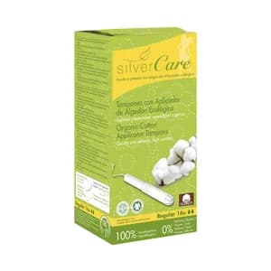 SILVERCARE Tampones de uso regular, con aplicador fabricado con algodón de procedencia ecológica SILVERCARE 16 uds.
