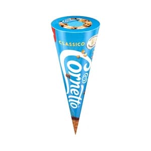 CORNETTO Cono de helado de nata, con trocitos de avellana y topping de salsa de chocolate 90 ml.