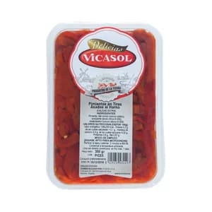 VICASOL Pimientos rojos asados en tiras 350 g.