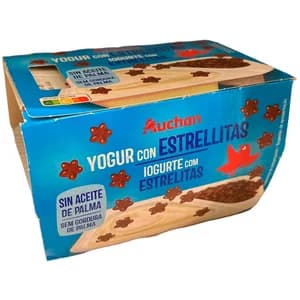 AUCHAN Yogur de vainilla con estrellas de chocolate con leche 2 x 125 g. Producto Alcampo