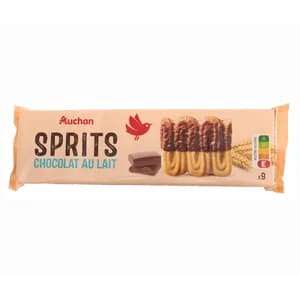 PRODUCTO ALCAMPO Galletas sprtis parcialmente recubiertas de chocolate con leche 150 g.