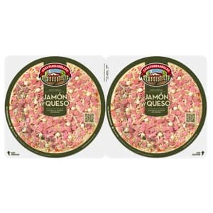CASA TARRADELLAS Pizzas pequeñas frescas de jamón y queso cocidas al horno de piedra CASA TARRADELLAS 2 x 220 g.
