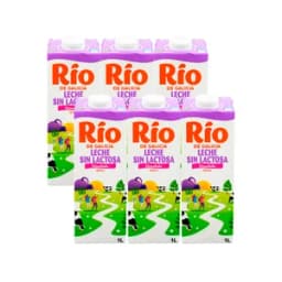 RÍO Leche de vaca desnatada y sin lactosa, de origen 100% gallego 6 x 1 l.