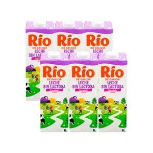RÍO Leche de vaca desnatada y sin lactosa, de origen 100% gallego 6 x 1 l.