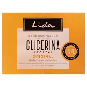 LIDA Pastilla de jabón 100% natural de glicerina de origen vegetal, para cara, manos y cuerpo 2 x 125 ml.