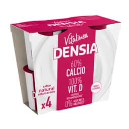 DENSIA Yogur desnatado natural edulcorado, que ayuda a el control de la densidad ósea Vitalinea de Danone 4 x 120 g.