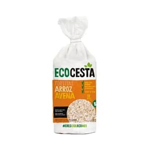 ECOCESTA Tortitas de arroz y avena, ecológicas, aptas para veganos 115 g.