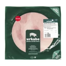 URKABE Jamón cocido extra, sin gluten y sin lactosa, cortado en lonchs URKABE 200 g.