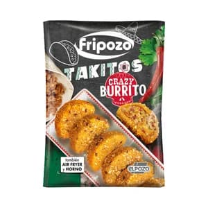 FRIPOZO Crazy burrito Takitos congelados rellenos de vacuno, cerdo y queso 250 g.