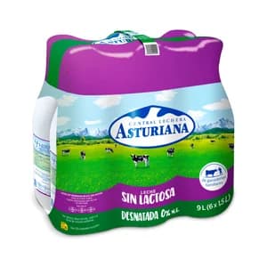 CENTRAL LECHERA ASTURIANA Leche de vaca desnatada (0% materia grasa), sin lactosa 6 x 1.5 l.